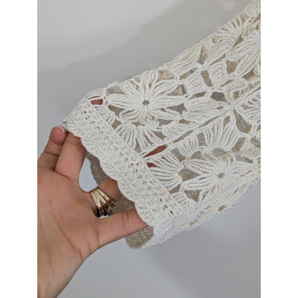 Ultra Pink Women Long Sleeve Top Crochet Open Knit Cardigan Romantic Boho Sz XL - Picture 6 of 10